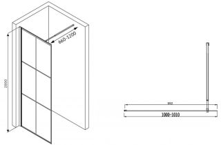 Душевая перегородка ABBER Immer Offen 120см чёрный AG62120B8